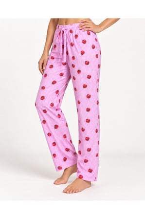 Night Pembe Kadın Premium Desenli Rahat Kesim Pijama Altı 4774