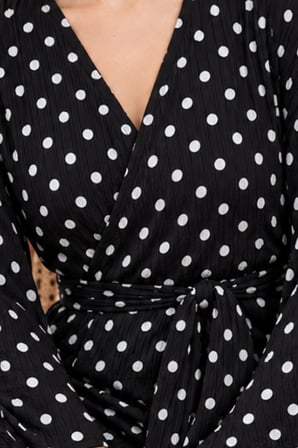 Night Siyah Kadın Kruvaze Kuşaklı İkili Pijama Takımı 4803