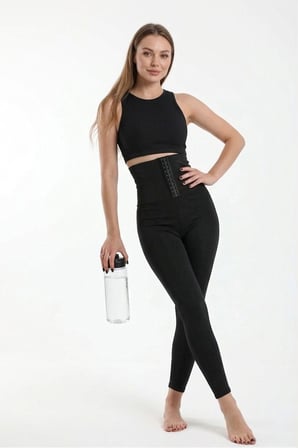 Night SİYAH Agraflı Termal Sauna Tayt 4409