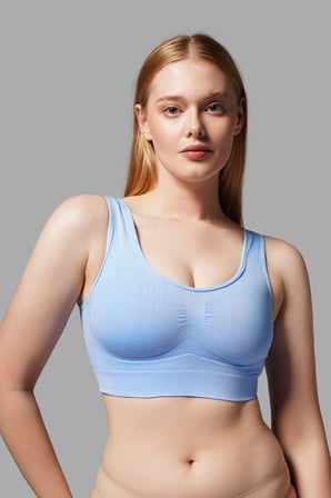 Night Mavi Göğüs Toparlayıcı Dikişsiz Seamless Büstiyer Korse – Kalın Askılı Pedsiz Balensiz Toparlayıcı Sütyen 5050
