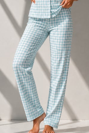Night Su Yeşili Kadın Klasik Doğal Düğme Gece Pijama Takımı