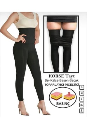 Night SİYAH 2 BEDEN TOPARLAYAN BEL VE BASEN İNCELTEN KORSE TAYT SEAMLESS 2100