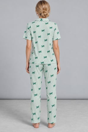 Night Yeşil Kadın Desenli Rahat Pijama Takımı 4800