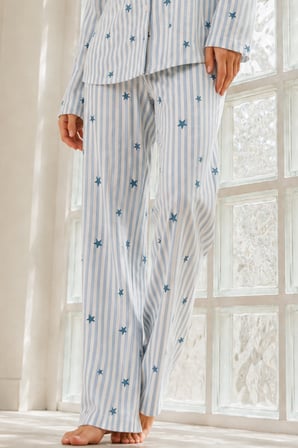 Night Mavi Kadın Regular Bürümcük Pijama Takımı