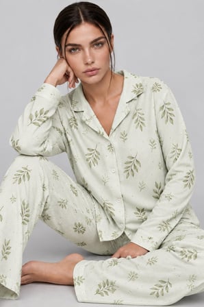 Night Yeşil Kadın Uzun Kollu Rahat Pijama Takımı 4767