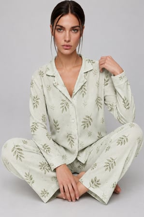 Night Yeşil Kadın Uzun Kollu Rahat Pijama Takımı 4767