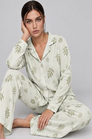 Night Yeşil Kadın Uzun Kollu Rahat Pijama Takımı 4767