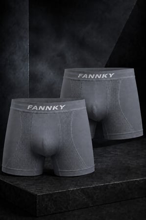 Night Gri Erkek Rahat Esnek Seamless 2 Li Boxer