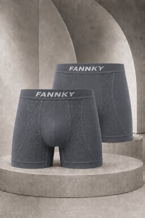 Night Gri Erkek Casual Comfort Günlük 2 Li Boxer