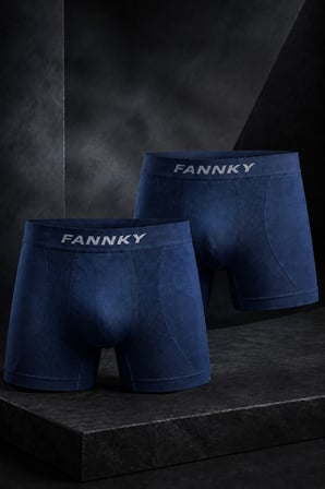 Night Lacivert Erkek Rahat Esnek Seamless 2 Li Boxer