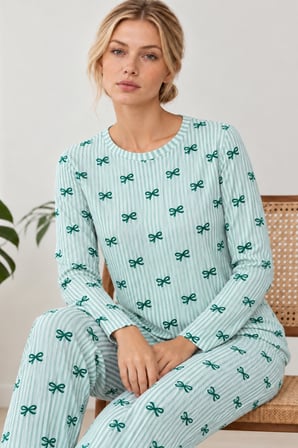 Night Yeşil Kadın Comfort Esnek Pijama Takımı 4801