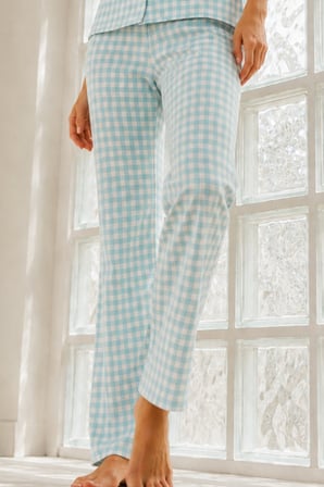 Night Su Yeşili Kadın Genç Loose İpliği Boyalı Pijama Takımı