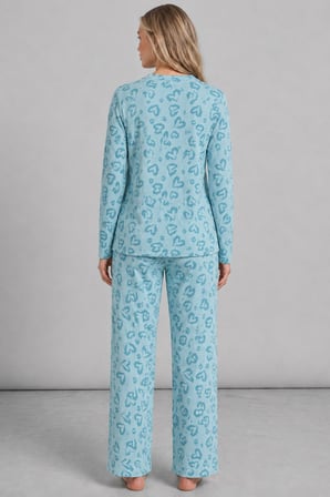 Night Mavi Kadın Uzun Kollu Rahat Pijama Takımı 4761