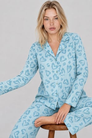 Night Mavi Kadın Uzun Kollu Rahat Pijama Takımı 4761