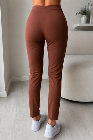 Night Kiremit Yüksel Bel Toparlayıcı Nervür Dikişli İspanyol Paça Pantolon 4622