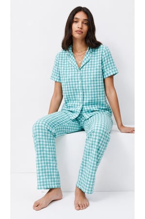 Night Su Yeşili Standart Boy Elastanlı Pijama Takımı