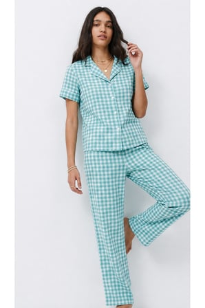 Night Su Yeşili Standart Boy Elastanlı Pijama Takımı