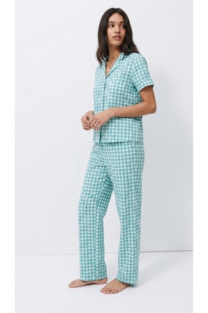 Night Su Yeşili Standart Boy Elastanlı Pijama Takımı