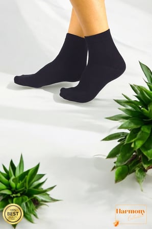 Bambu Erkek Kısa Konç Çorap Premium Kutulu Siyah 6'lı, Burun Dikişsiz, Yumuşak Premium, 40-45