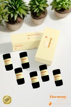 Bambu Erkek Siyah Patik (6 ÇİFT) Özel Kutulu | Burun Dikişsiz, Premıum Socks