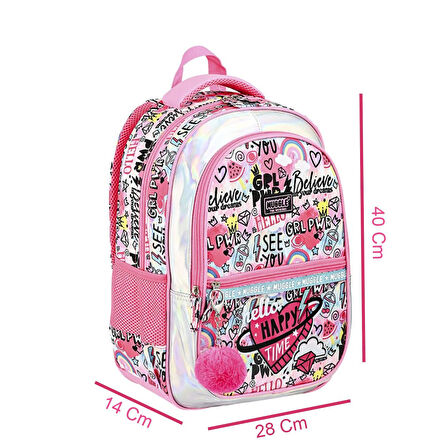 Muggle 3 Bölmeli Happy Time Okul Çantası + Termoslu Beslenme Çantası + Kalemlik