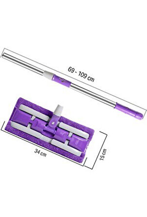 Sihirli Teleskopik Ayarlanabilir Mikrofiber Mop Paspas + Yedek Bez  Fayans Parke Temizleyici Mop Pas
