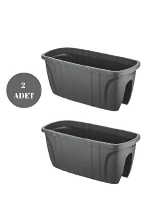 Opal Balkon Saksısı Bahçe Saksısı Büyük Boy Opal Saksı 2 Adet 29x59x25