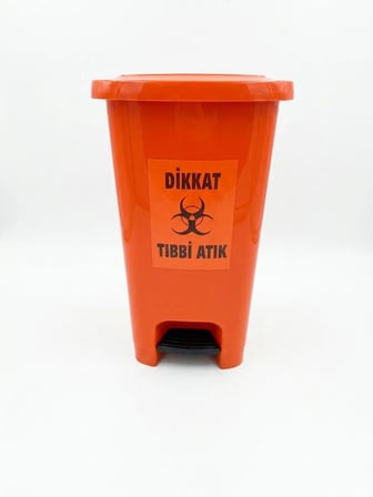 Tıbbi Atık Kovası 40 L Slim Turuncu Pedallı İç Kovasız 