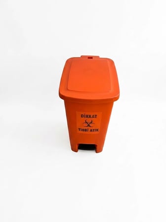 Tıbbi Atık Kovası 40 L Slim Turuncu Pedallı İç Kovasız 