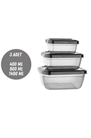 Saklama Kabı 3 Adet 400-800-1400 ML Saklama Kutusu Düzenleyici Depolama