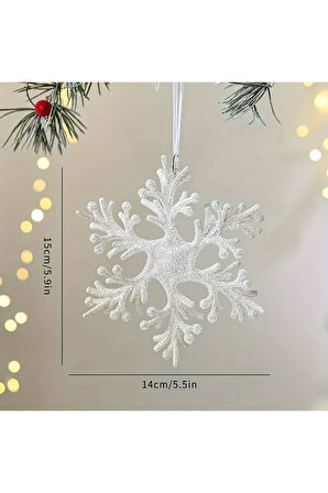 1 Adet Kar Tanesi Simli Noel Ağacı Dekoratif Çam Ağacı Süsü