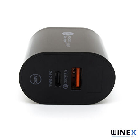 Global Dijital Göstergeli PD20W Type-C+UsbA Çift Çıkışlı Şarj Aleti Başlığı WNE0128