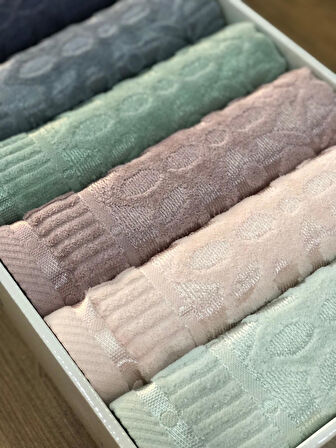 6 Lı Royam Hazangülü Mira %100 Pamuklu Kutulu El Yüz Havlusu Seti 50 x 90