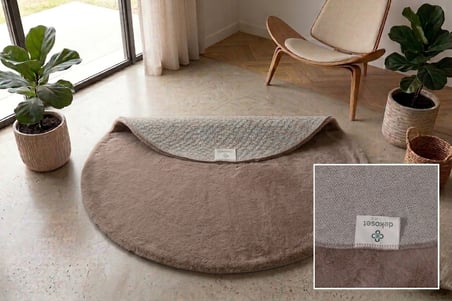 KAHVERENGİ TAVŞAN TÜYÜ HALI YUVARLAK COTTON TABAN 100X100