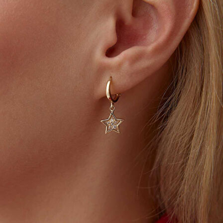 Frame Taşlı Yıldız Küpe