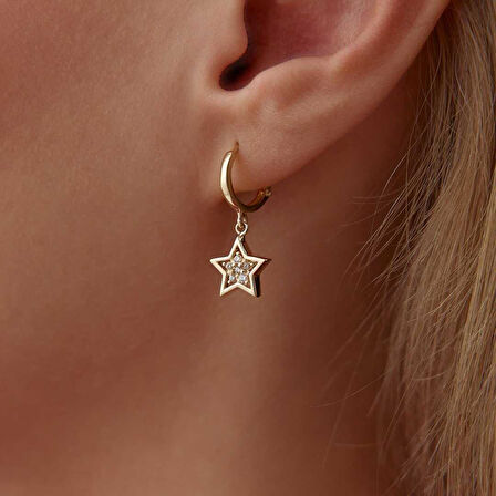 Frame Taşlı Yıldız Küpe