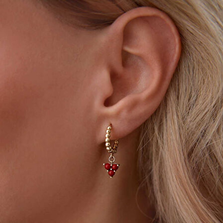 Üç Top Mercan Sallantılı Küpe