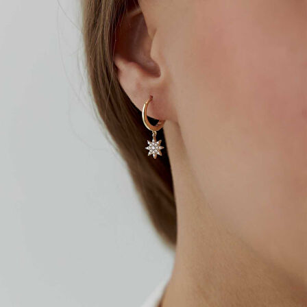 Taşlı Güneş Sallantılı Küpe