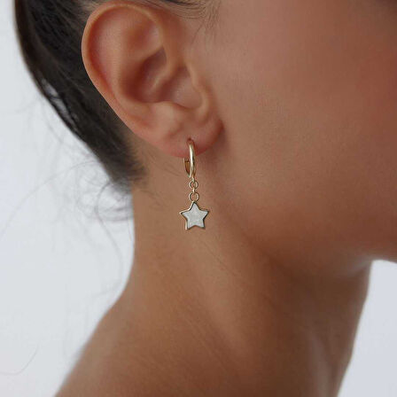 Mineli Yıldız Halka Sallantı Küpe