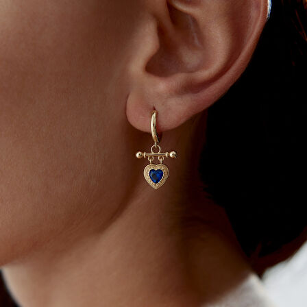 Blue Heart Stick Sallantılı Küpe