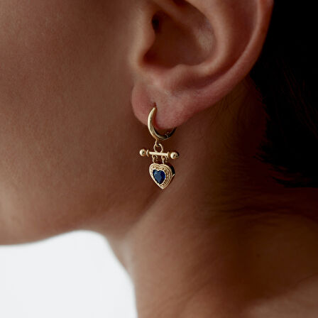 Blue Heart Stick Sallantılı Küpe