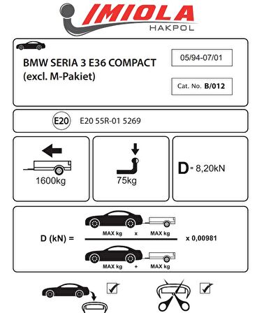 Hakpol - BMW 3 Serisi E36 1994 - 2001 Çeki Demiri