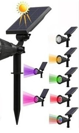 Bahçe Aydınlatma Iki Adet Solar Power Led Rgb(BEŞ AYRI RENK)