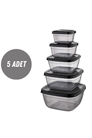 Saklama Kutusu 5'li Set Kare Saklama Kabı Düzenleyici Depolama 500-900-1500-2400-3750 ML