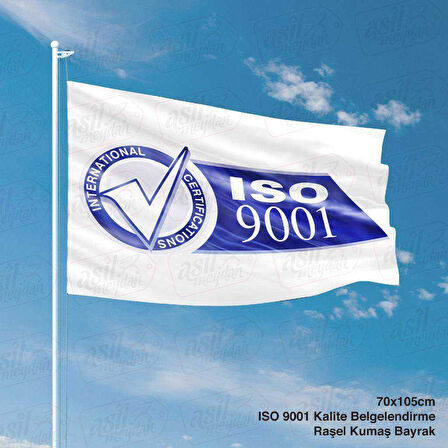 Iso 9001 Kalite Belgelendirme Gönder Bayrağı - 70x105 Cm Raşel Kumaş Bayrak