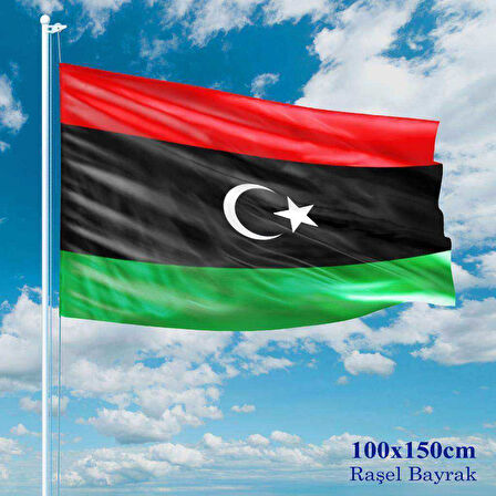 Libya Bayrağı - 100x150 Cm (1 Metre X 1,5 Metre) - Raşel Kumaş