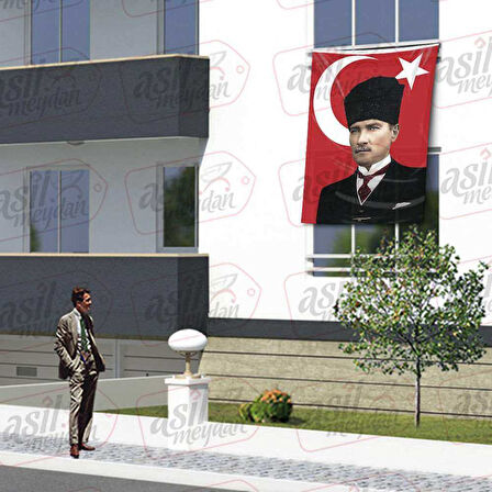 Kalpaklı Gazi Mustafa Kemal Atatürk Ay Yıldız Türk Bayraklı Poster Tören Kutlama Cephe Bayrağı