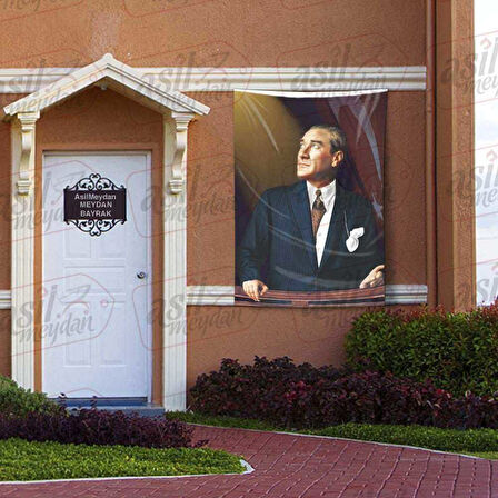 Gazi Mustafa Kemal Atatürk Sivil İstikbal Göklerde -ay Yıldız Türk Bayrağı 100x150 Cm Raşel Kumaş