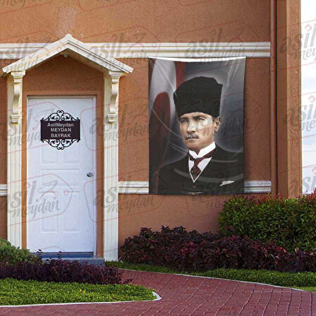 Kalpaklı Gazi Mustafa Kemal Atatürk - Ay Yıldız - Türk Bayrağı Poster - Bayrak 100x150 Cm