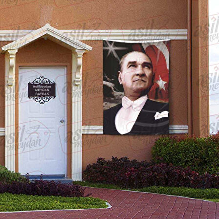 Göğe Bakan Gazi Mustafa Kemal Atatürk - Ay Yıldız Türk Bayrağı Poster - Bayrak 100x150 Cm